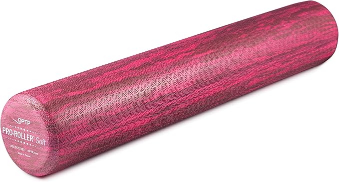 OPTP PRO-Roller Soft Density Foam Roller ??Low Density Soft Foam Roller for Physical Therapy, Pilates, Yoga Foam Roll Exercises, and Muscle Recovery - Pink 36" x 6"