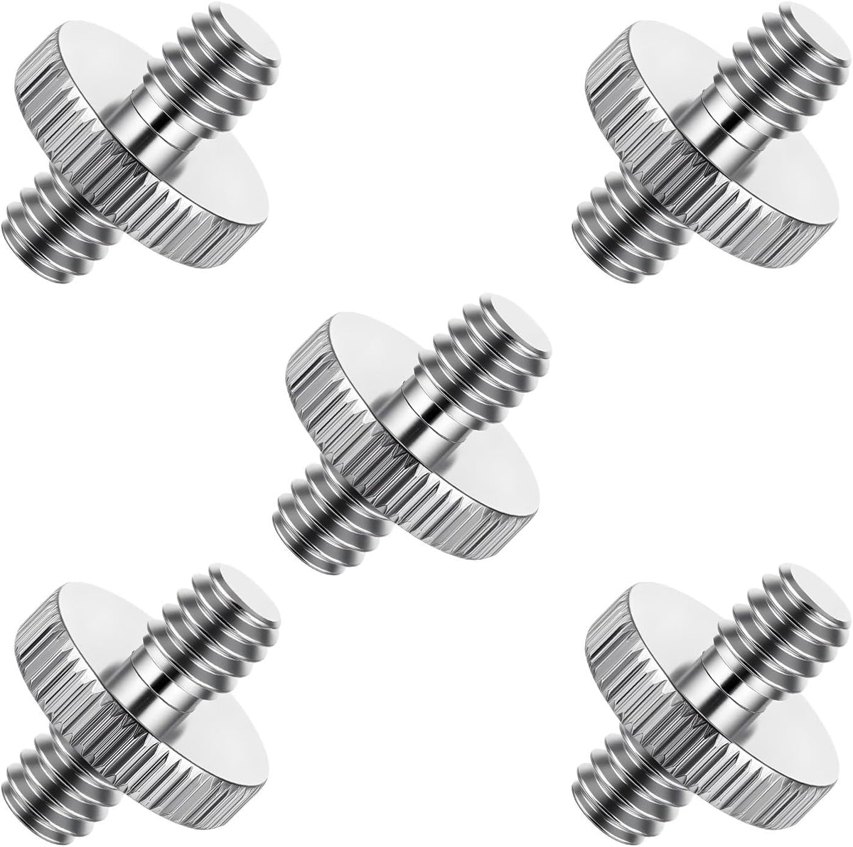 Alrhso 1/4" 1/4" 5 Pack Male to Male Camera Threaded Tripod Screw Adapter Double Head Stud Standard Tripod Adapter