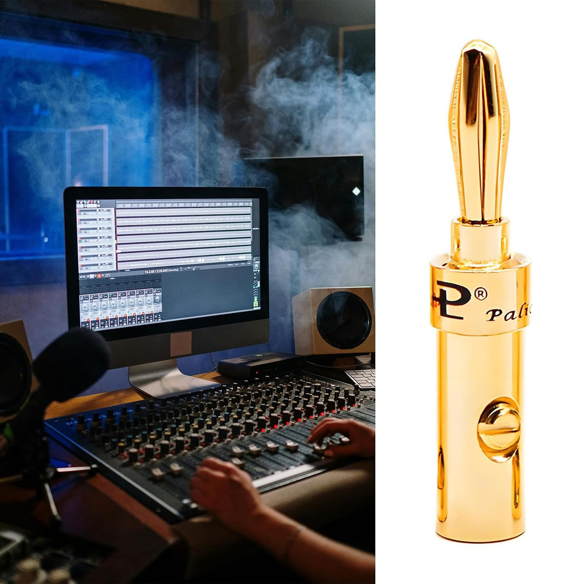 Shinycome 4mm 4mm Banana Connector Loudspeaker Banana Plugs Gold Plated Binding Post Loudspeaker Wire Replacement Sound