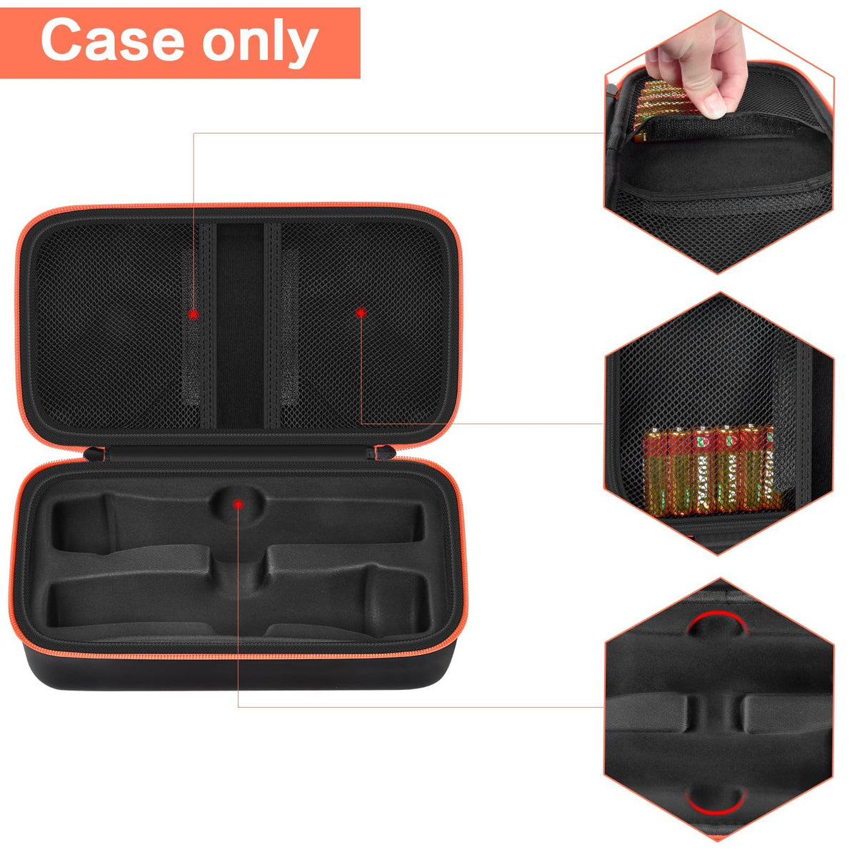 Againmore Wireless Microphone Case Compatible with JBL Wireless Two Microphone System, Handheld Dual Mic Travel Bag for Singing or Karaoke for Receivers, Adapters, AA Batteries-Black(Box Only)