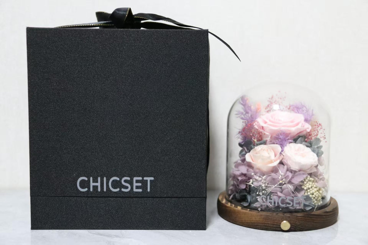 Large Preserved Flowers with Card&Box-Flowers for Delivery Prime,Eternal Rose with Lights,Roses in Glass Dome,Romantic Gift for Her,Decoration,Fresh Rose Flowers for Mom, Birthday, Anniversary (Pink)