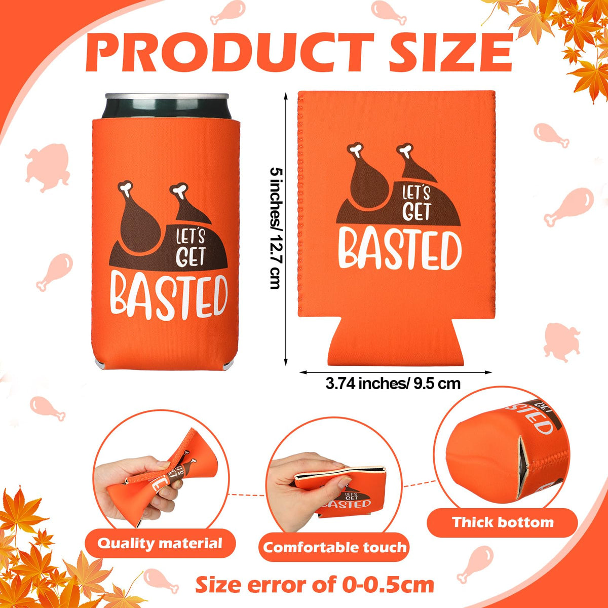 Honeydak 12 Pcs Funny Friendsgiving Favor Can Coolers Talk Turkey Alcohol Gift Thanksgiving Fall Party Favor DIY Holiday Gift Set for Soda Home Beverage Thankful Feast Party Supplies