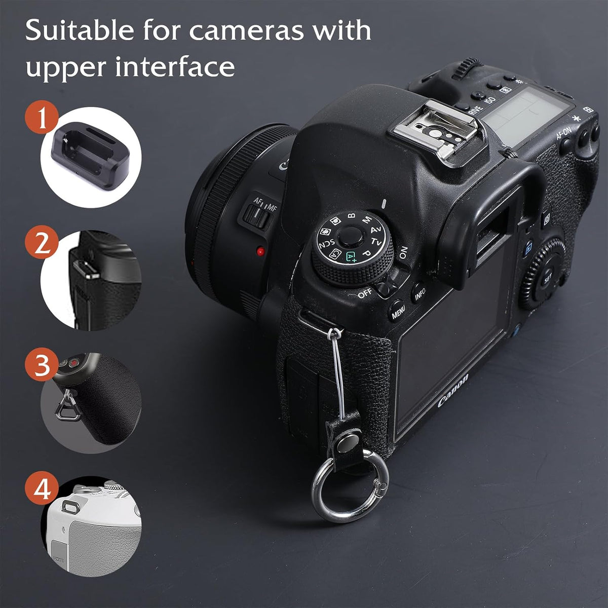 Yuanchu 2Pcs Camera Strap Quick Release Loops Connector, Camera Strap Metal Loop Connectors Connect Adapter Connection