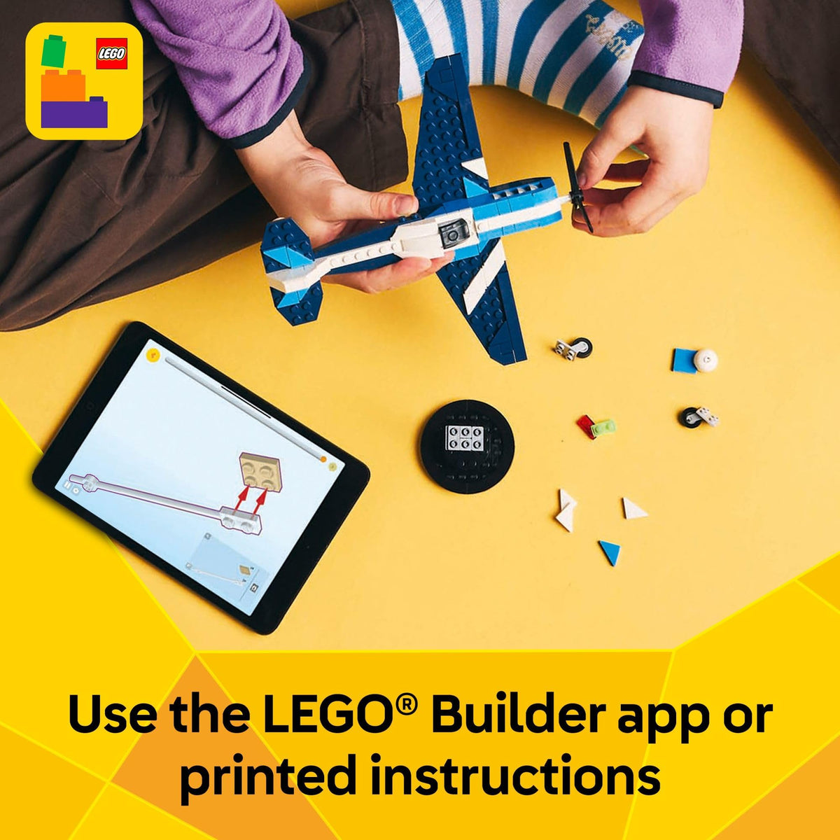 LEGO Creator 3 in 1 Aircraft Race Plane Toy - Building Toy with 3 Building Options, Airplane, Fighter Jet, or Helicopter - Gift Idea for Kids, Boys and Girls, Ages 7+ - 31160