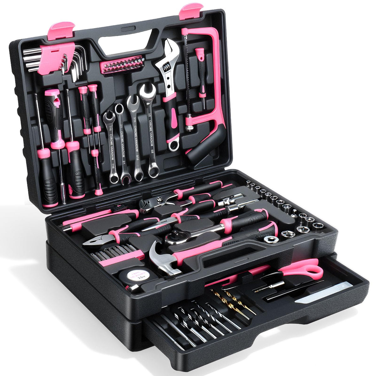 Tool Set- 412 Piece Home Repair/Auto Tool Kit, Storage Organizer with Drawers, Toolbox Storage Case for Women & Men, Perfect for Homeowner, Diyer, Handyman, DIY