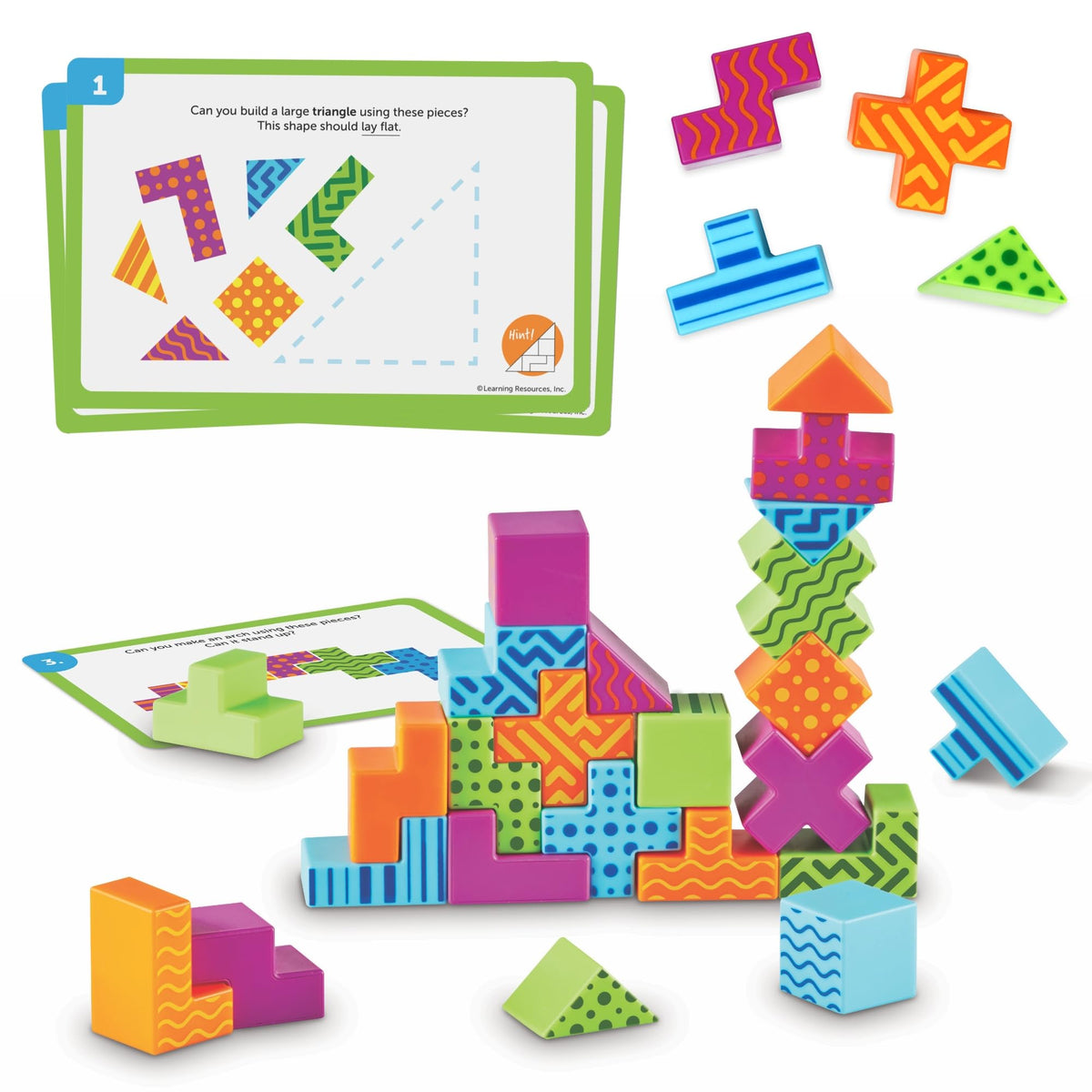 Learning Resources STEM Explorers Brainometry - 3d Puzzle, Brain Games, Brainteaser, Building Logic Toys, Gifts For Boys and Girls, Fine Motor Skills , Pattern Blocks, Math Manipulatives