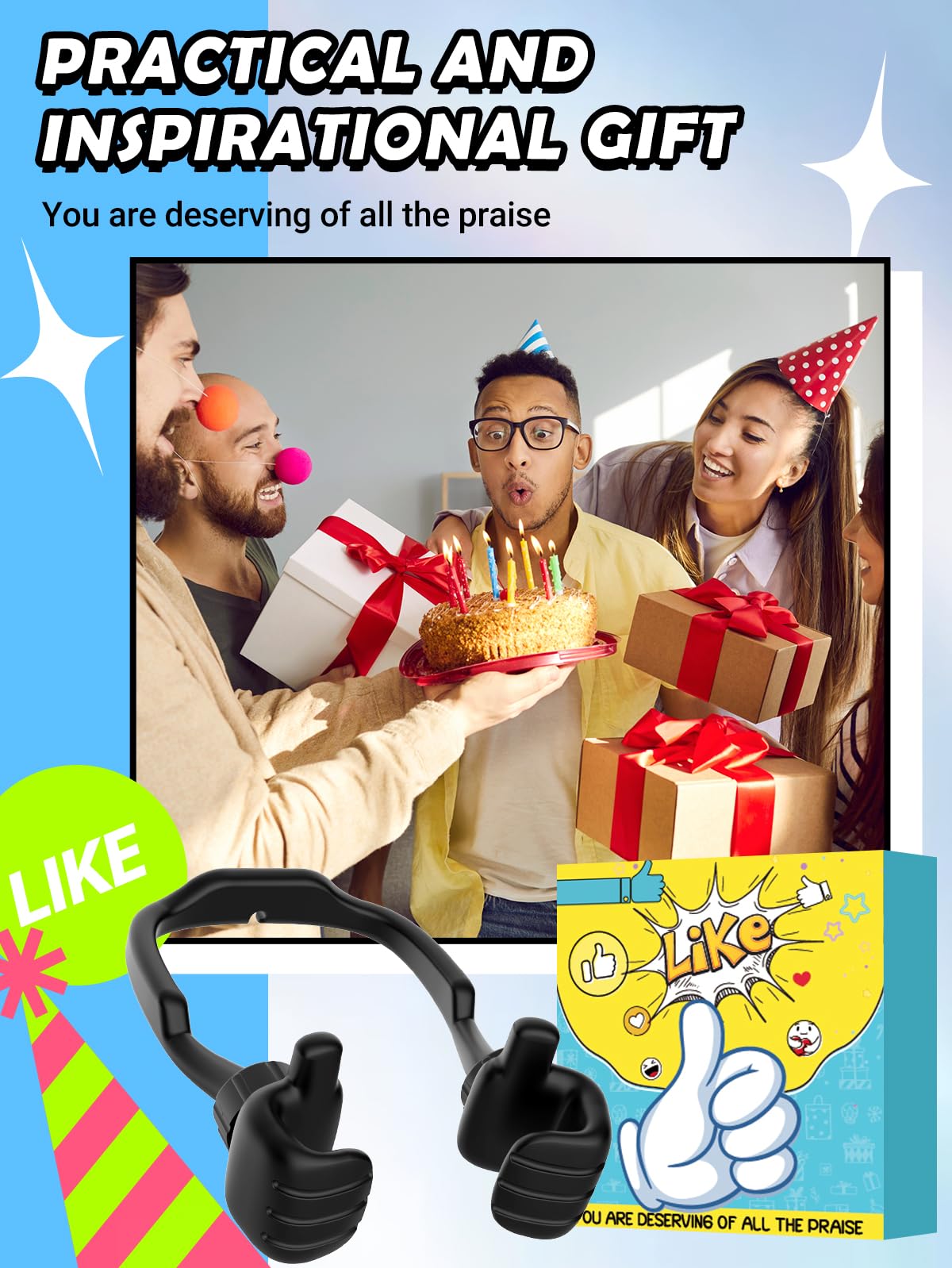 Gifts for Teens Boys Girls Adults Cell Phone Stand: UPGRADE Adjustable Thumbs Up Lazy Phone Holder for Desk Cool Gadgets for Men Women Adults Husband Wife Dad Him Fun Stocking Stuffers Birthday Gift