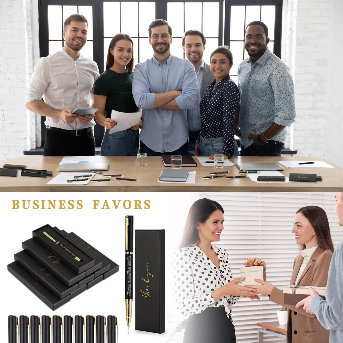 PerKoop 20 Sets Thank You Gifts Inspirational Ballpoint Pen with Box Employee Appreciation Gift Pen Bulk for Doctor Volunteer Dispatcher Secretary Nurse Teacher Office Staff (Black,Thank You)