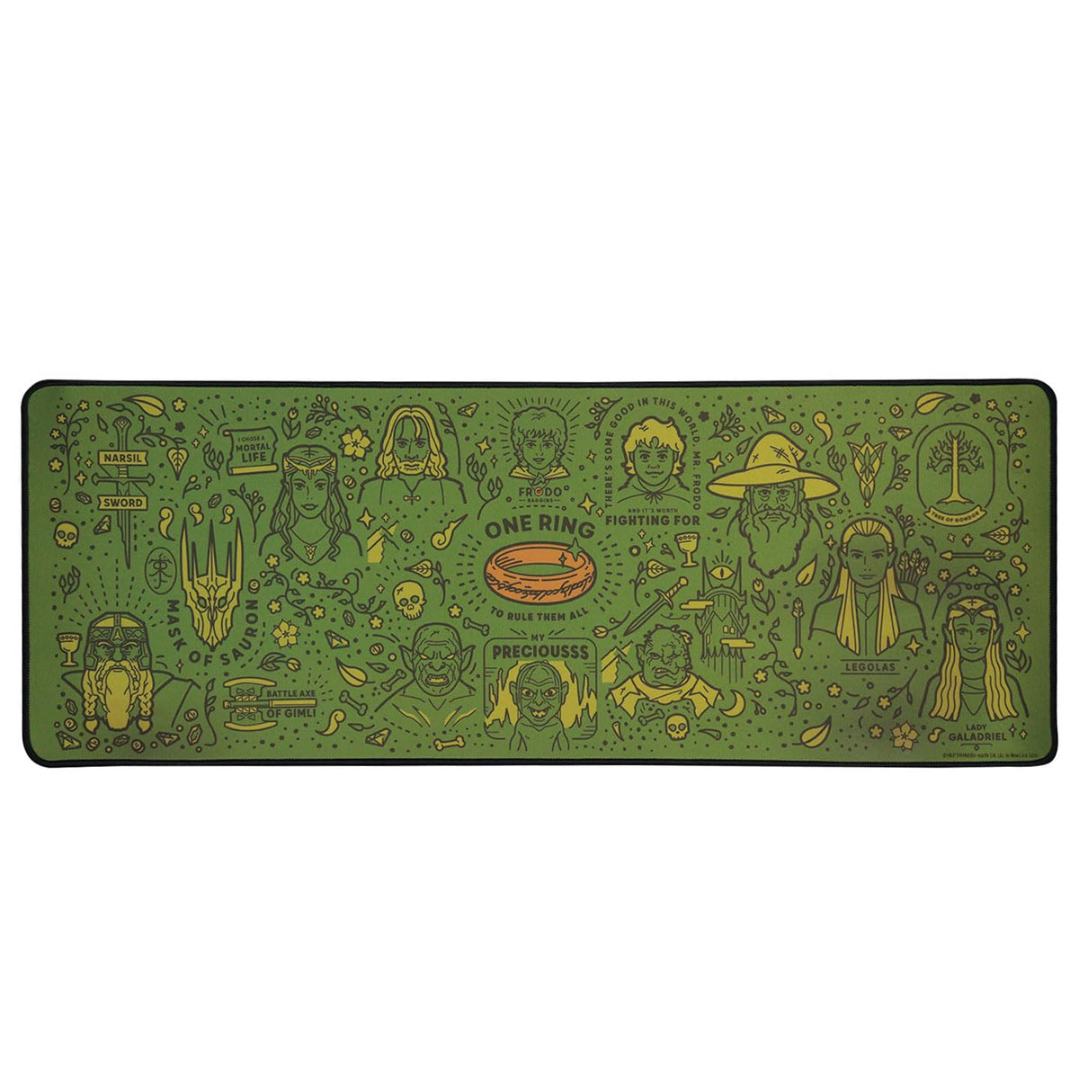 The Lord of the Rings Desk Pad & Coaster Set – Large Computer Gaming Mouse Mat with Matching Drink Coaster, Middle-Earth Map Design, Officially Licensed Item