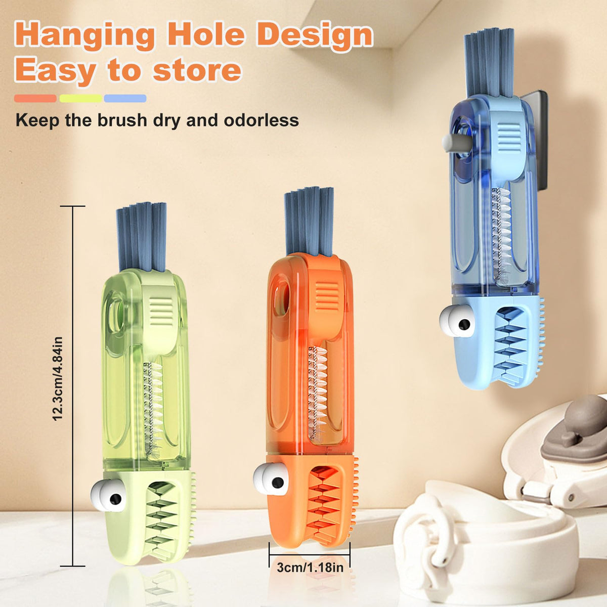 3 in 1 Cup Lid Cleaning Brush Set 6 Pcs, Gap Cleaner Brushs - Home Kitchen Multifunctional Bottle Cleaning Brush Set, Portable Travel Bottle Lid Cleaner Tools