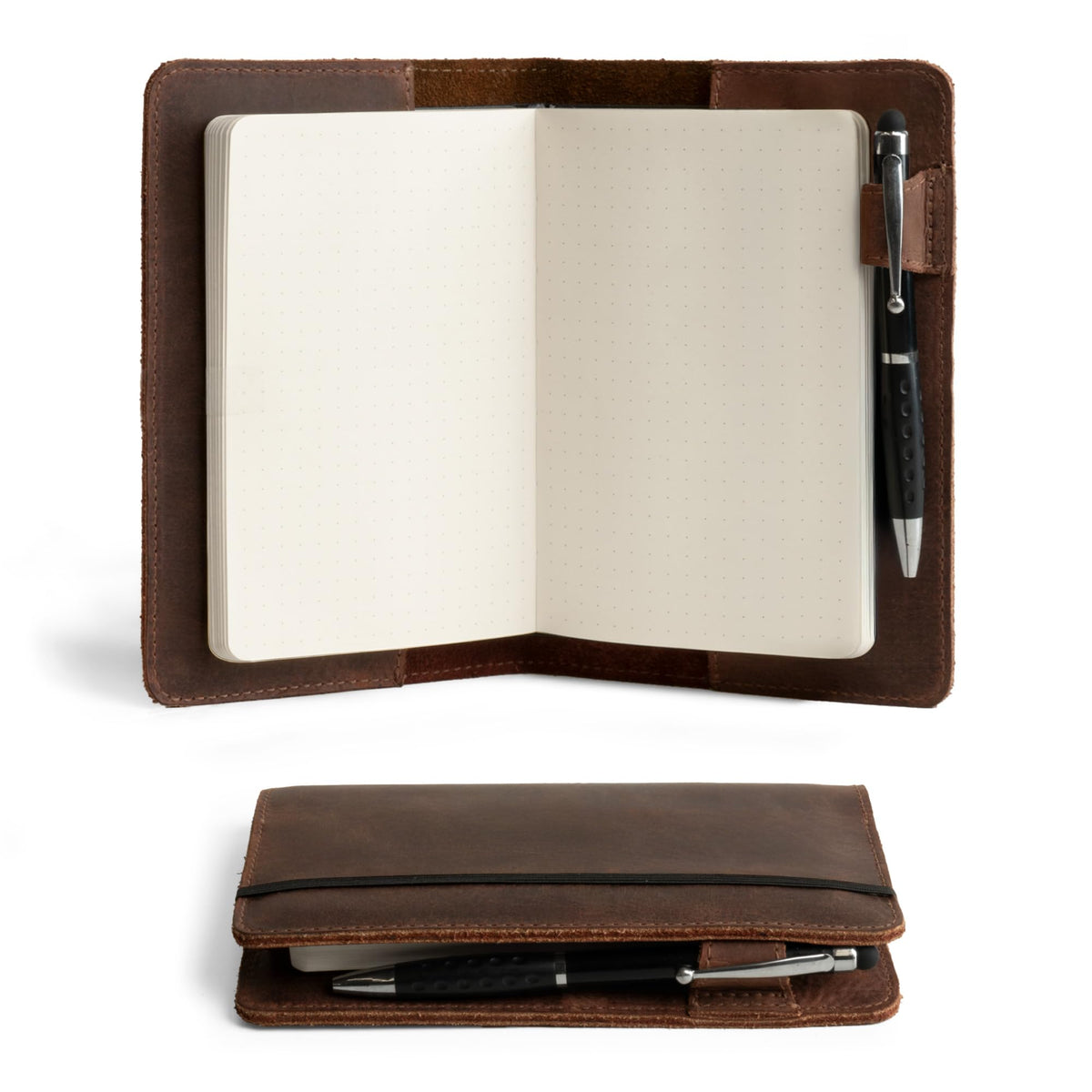 Leather A6 Notebook Cover for Leuchtturm 3.6 x 5.9 in, Refillable Mini Planner Case, Travel Journal Covers for Men, Also for Moleskine & Hobonichi, Travelers Pocket Portfolio Binder, Small Book Holder