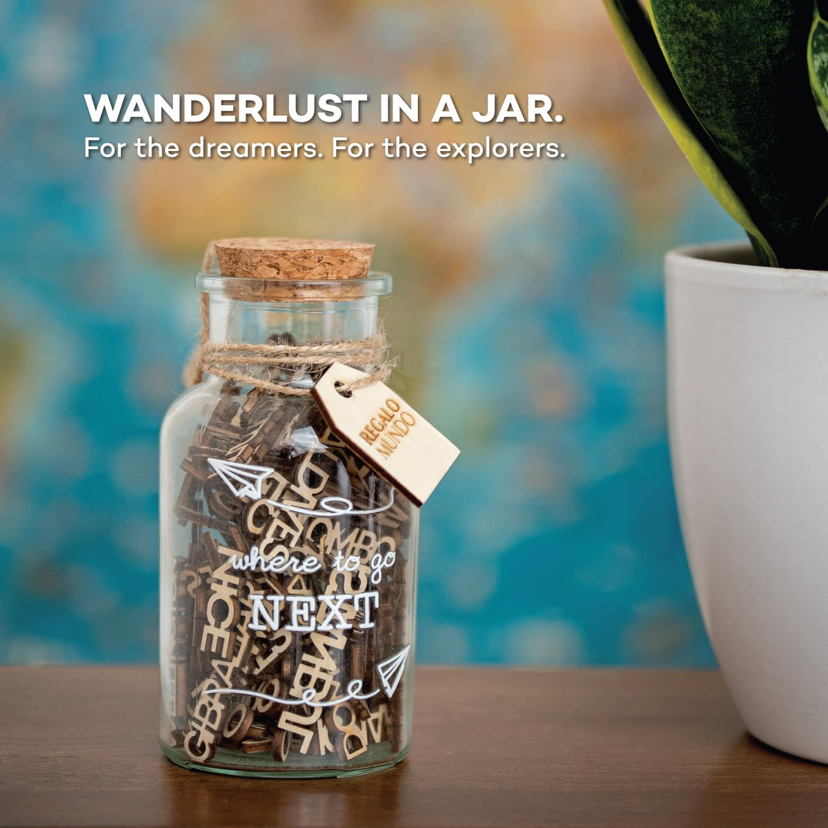 Where to Go Next – Travel Destination Jar | Eco-Friendly Travel Gift for Travelers, Couples & Adventurers | 100 Wooden Carved Places to Visit