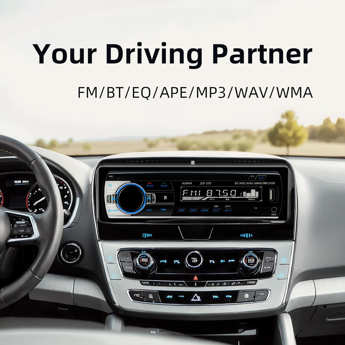 Auroky JSD-520 Charging/MP3/AUX/TF, Car Stereo Audio Single Din Bluetooth Handsfree FM Radio Receiver USB No CD Player