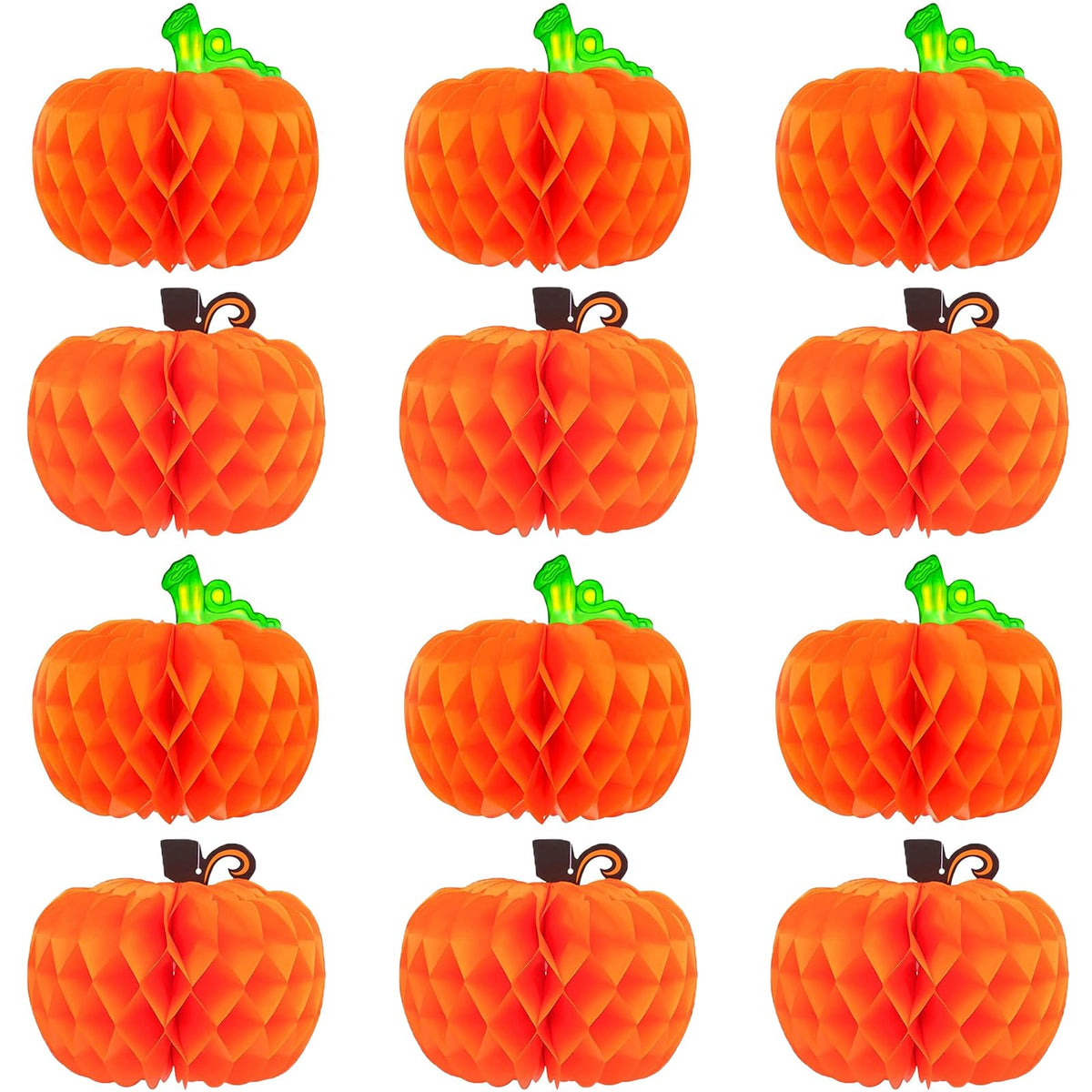 12 Pack Fall Pumpkins Centerpieces for Tables 10 Inch Thanksgiving Honeycomb Tissue Ball Hanging Pumpkins Maple Harvest Home Party Decoration Supplies