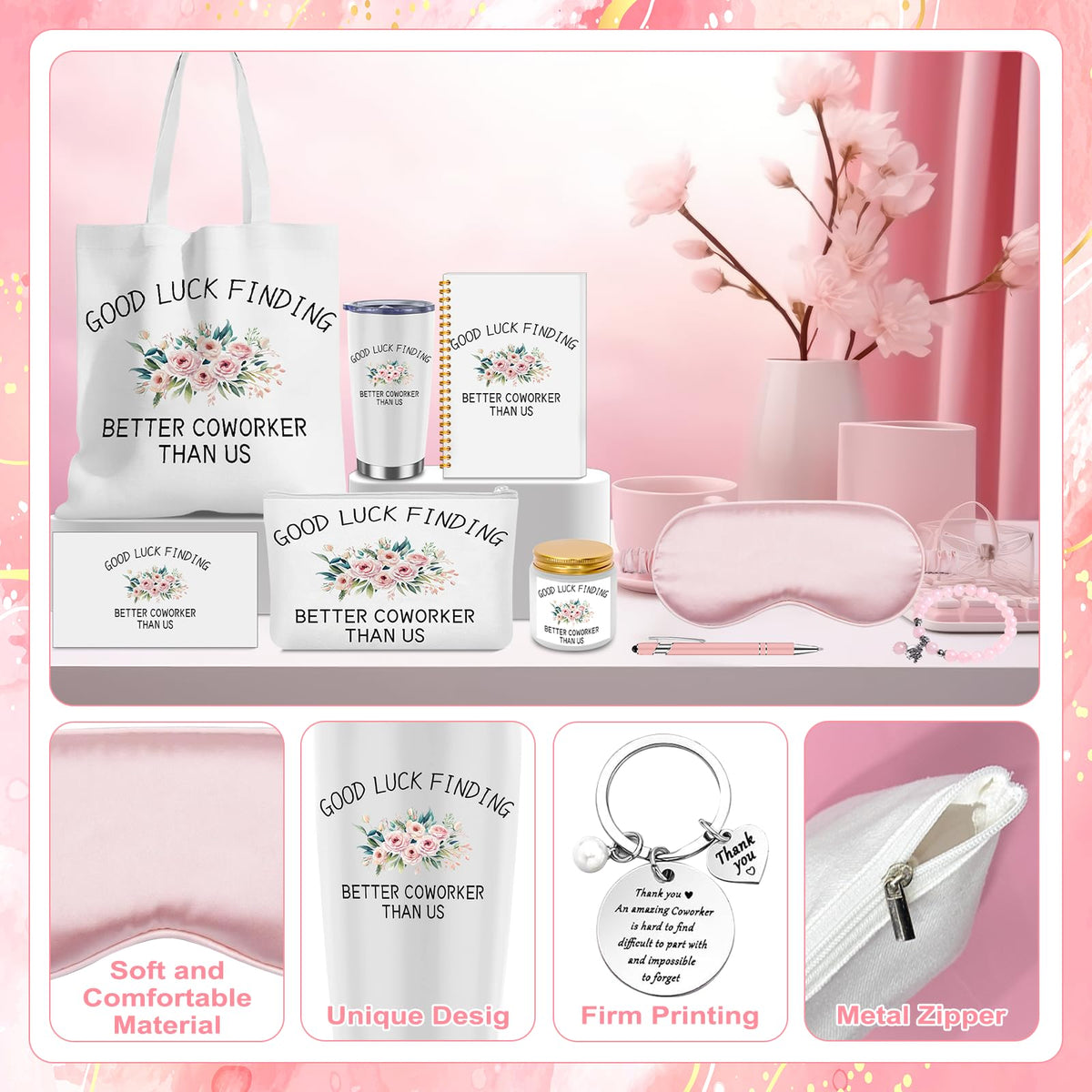 Jiytivity 11 Pcs Coworker Farewell Gifts Funny Gift for Women Colleagues New Beginning Gift Include Tumbler Notebook Pen Bracelet Aromatherapy for Coworker Lady Manager Employee Friends Leaving Gifts