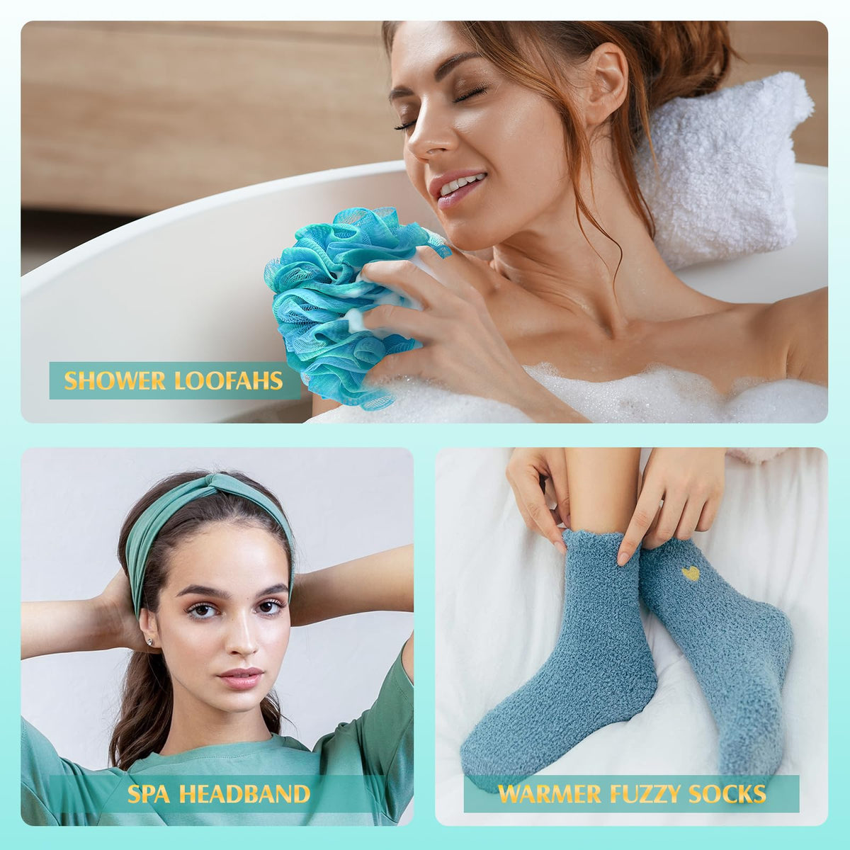 Aofmee Gifts Basket for Mother Wife Grandma Daughter Friends Sister, Happy Birthday Gifts for Women Mom Her, Blue Self Care Spa Relaxing Baskets for Birthday Mothers Day Christmas Valentines