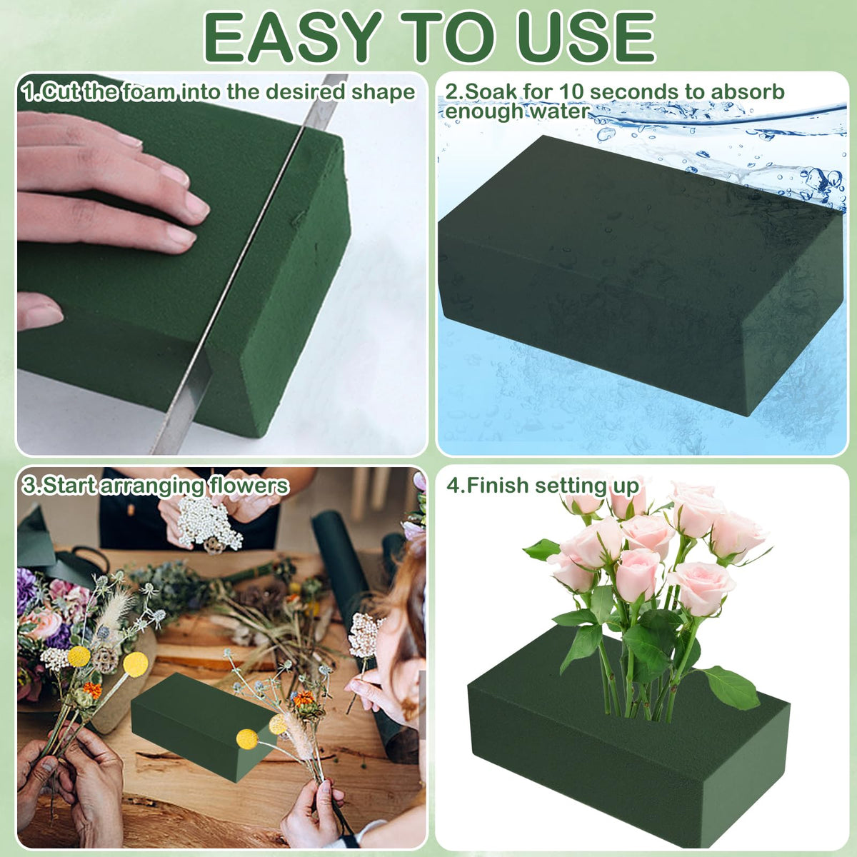 CANIPHA 30Pieces Floral Foam Blocks, Green Floral Foam for Flower Arrangements, Flower Foam Blocks Florist Foam Dry Foam Plant Foam Wet Foam for Artificial Flowers, (5.5 X 3.2 X 1.8 Inches)