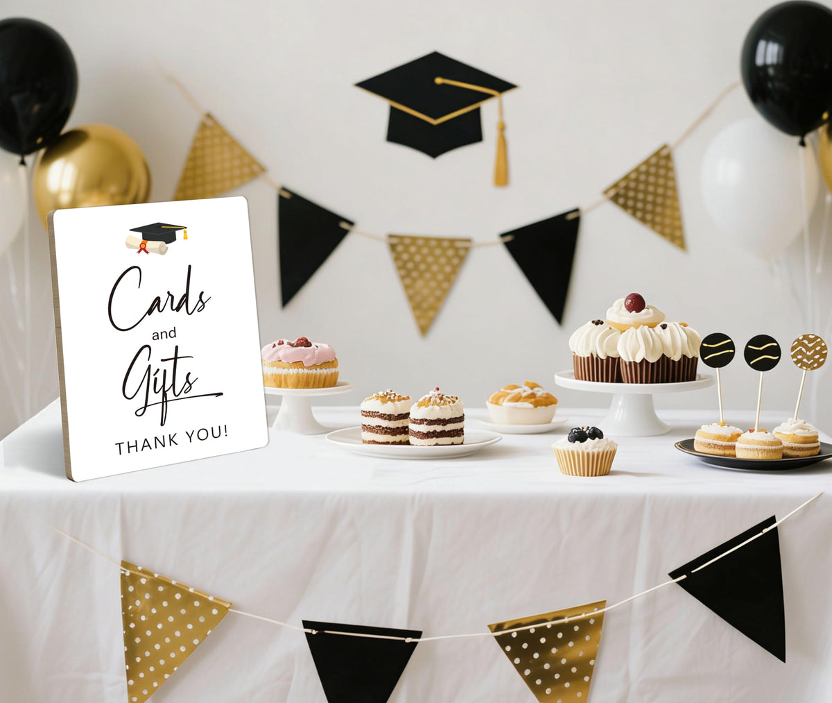 Graduation Table Decor Sign, Cards and Gifts, Pack of 1 Wood Plaque Table Sign, Graduation Party Decorations for Class of 2026, High School College Graduation Supplies - YU01