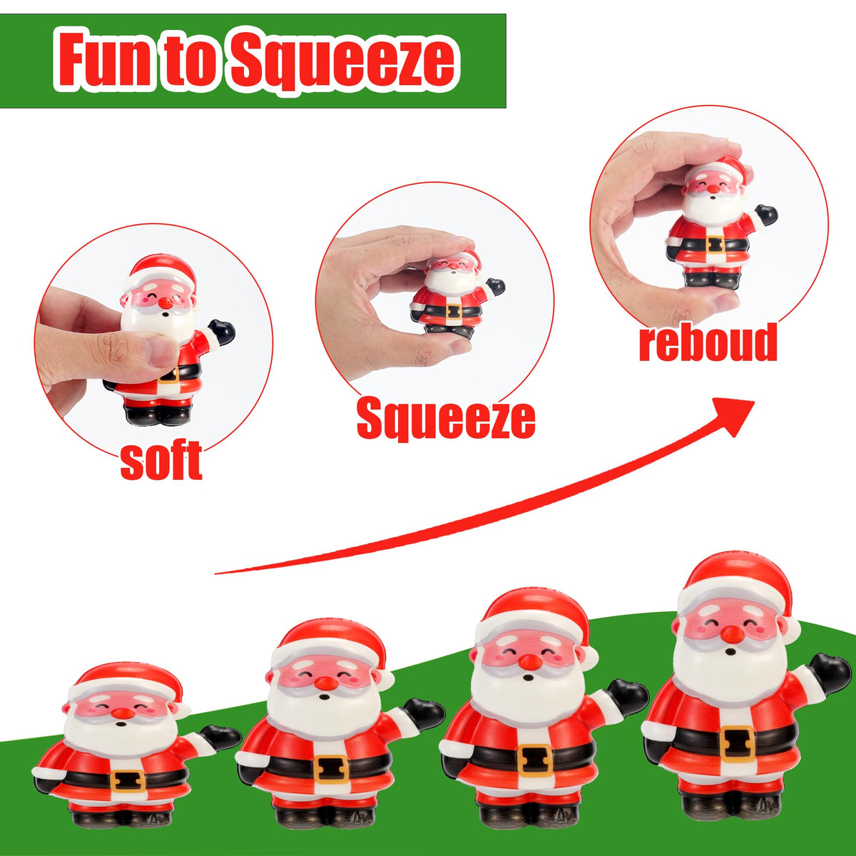 24PCS Christmas Squishy for Party Favors Gifts, Stress Relief Toys for Goodie Bags Pinata Fillers, Stocking Stuffer for Kids, Treasure Box Carnival for Prizes Rewards, Fidget Squeeze Advent Calendar