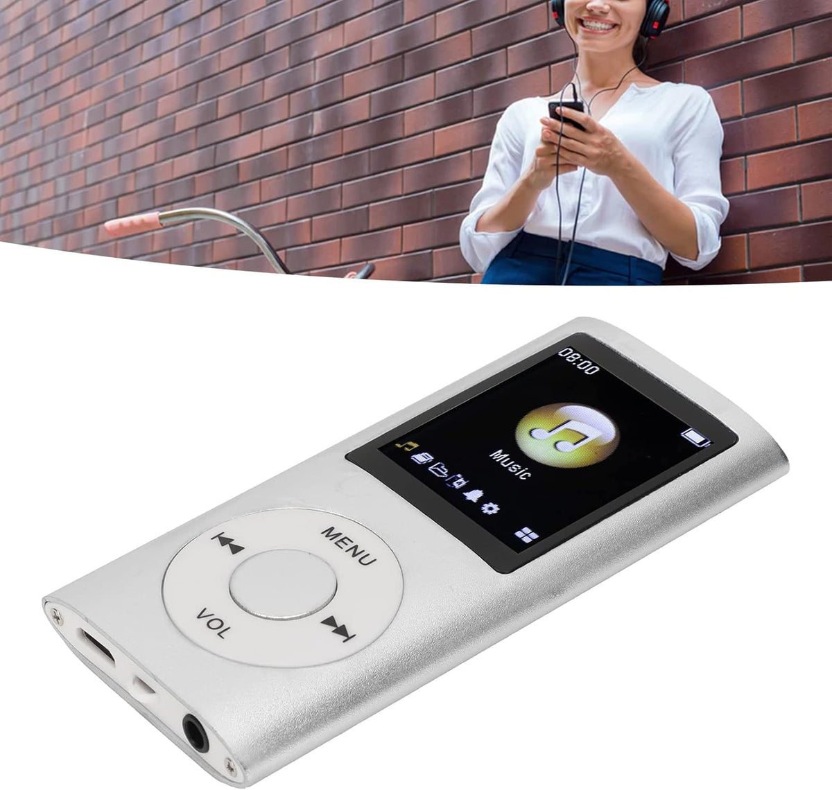 Cuifati MP3 64GB .8 Inch MP3 Player, Music Player Lossless Music LCD Screen Portable Music Player, Includes Charging
