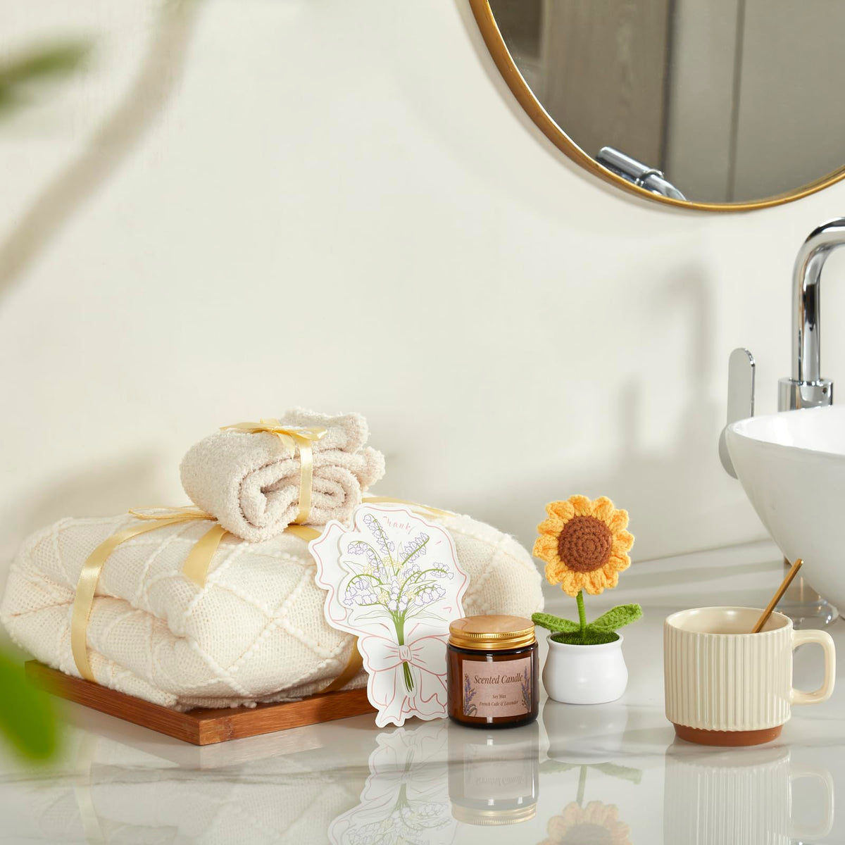 Birthday Gifts for Women, Sending Sunshine Sunflower, Self Care Set Get Well Soon Gift Baskets, Sending Hug Baskets Package, Thinking of You Gift for Mom Best Friend Her Wife Sister Girlfriend Grandma