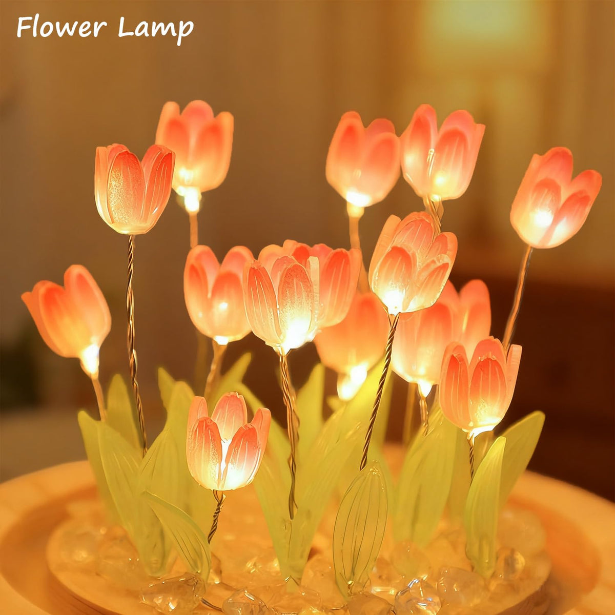 Lifnatty Mothers Day Tulips Gifts for Women – Tulip Lamp with Glass Dome, Birthday Gift for Girlfriend, Wife, Mom, Battery Operated LED Flower Night Light for Bedroom, Home and Table Decor