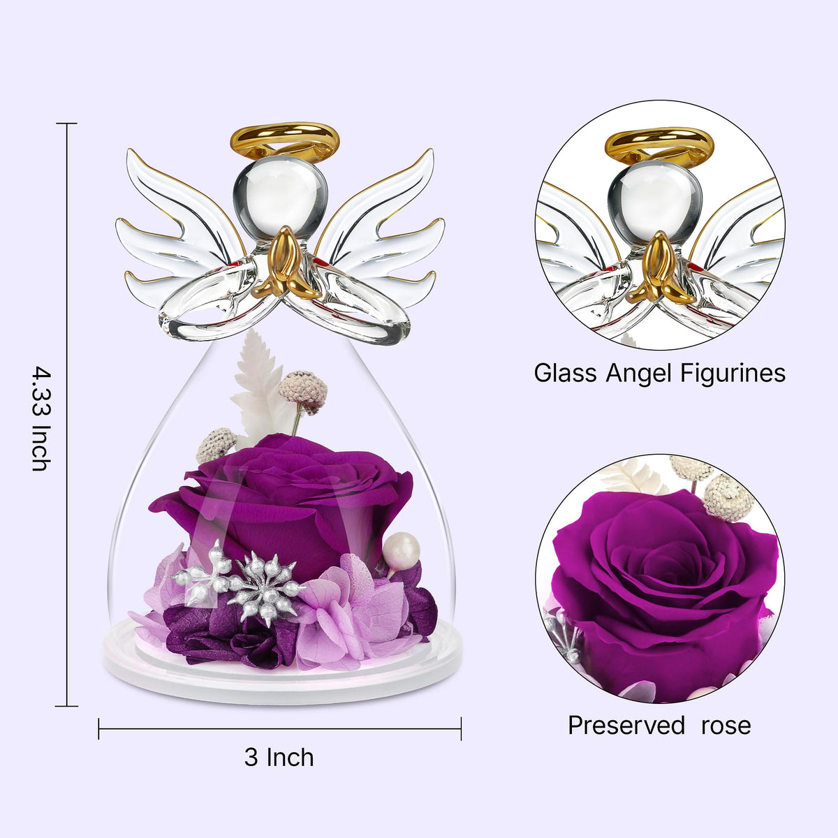 Mothers Day Mom Gifts for Mom,Fresh Flowers for Delivery,Birthday Gifts for Women Her,Preserved Flowers in Angel Figurines,Angel Gifts for Moms Mothers Day Grandma Wife Sister Girlfriend Valentines