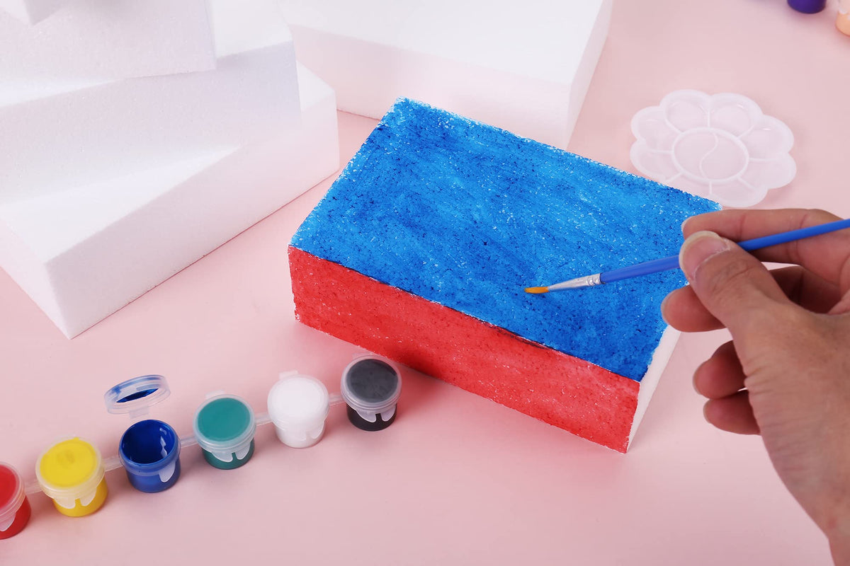 AMZQNART 8 Pack Crafts Foam Blocks, 6x4x2 Square Polystyrene Foam Bricks for Art Sculpting, Flower Arrangements, Sculpture, Modeling, School and Home DIY.