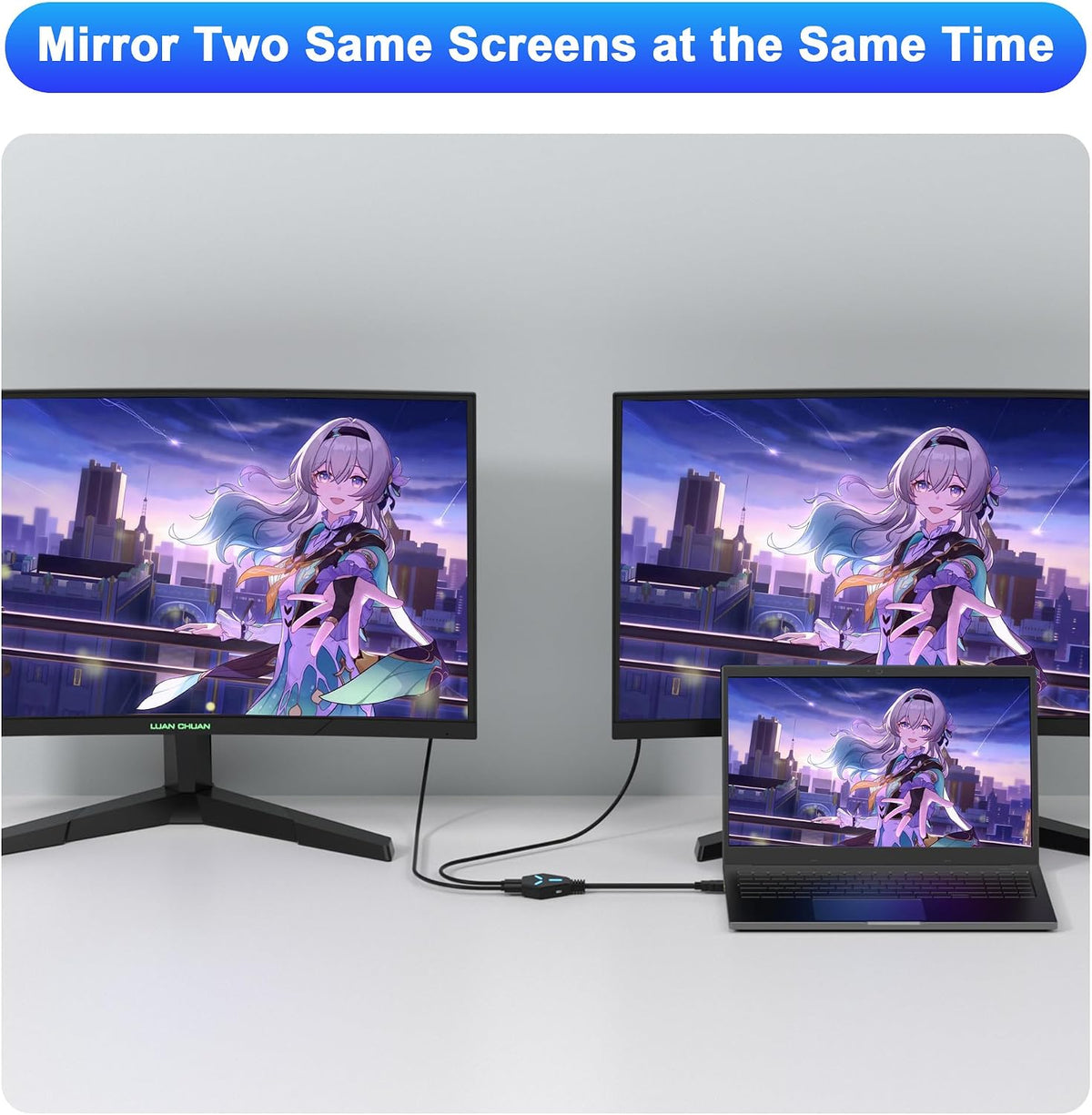 AUKOKIOULA 1 2 4K@60hz 1080P, 3D, PS4, PS5, HDMI Splitter in Out Duplicate/Mirror (Not Extend), HDMI Splitter for Dual