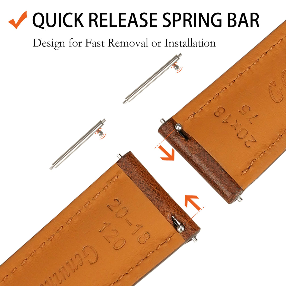 Gomvadr Quick Release Leather Watch Bands 14mm 16mm 18mm 19mm 20mm 21mm 22mm 24mm ,Vintage Oil Wax-Tanned Leather Watch Straps Men's Watch Band Replacement Watch Strap for Men Women,Tan with Contrast Stitch/Blk Buckle, 18mm