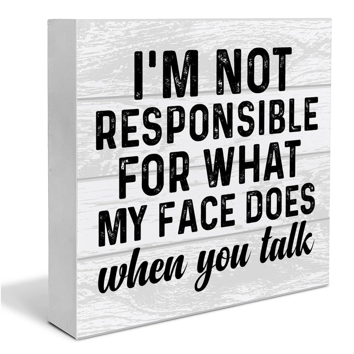 Funny Office Wooden Box Sign Home Decor Office Quote Wood Sign Desk Decoration Coworker Wood Block Plaque Box for Shelf 5 x 5 Inches