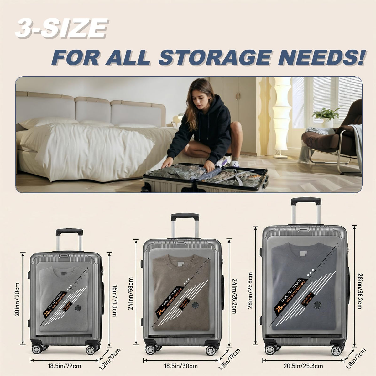 20 Pack Luggage Suction Packing Vacuum Seal Bags for Clothing Travel Vacuum Bags with Rechargeable Electric Pump，Compression Bags for Travel,Space Vacuum Storage Bags for Clothes