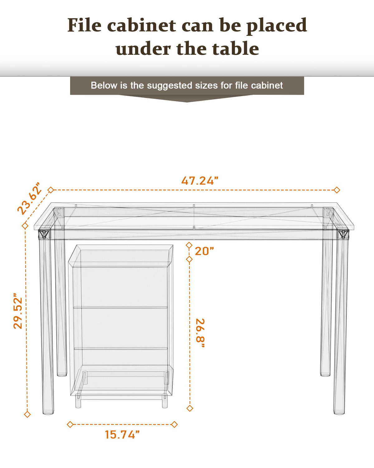 Teraves Computer Desk/Dining Table Office Desk Sturdy Writing Workstation for Home Office (47.24”, Beige + White Frame)