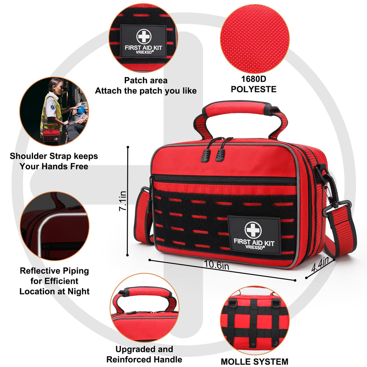 VRIEXSD Premium 450 Piece Large First Aid Kit for Home, Travel, Camping, Car, Hiking & Outdoor Emergencies - Emergency Medical Kits, Home & Businesses Medical Supplies