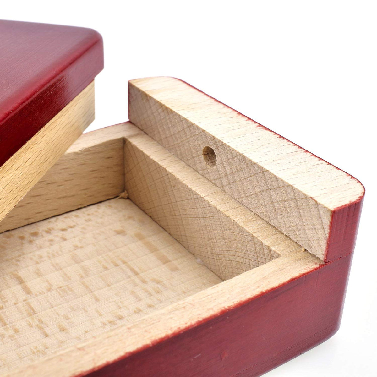 DC-BEAUTIFUL Impossible Puzzle Master Secret Opening Wooden Red Magic Box with Secret Drawer - Mysterious Gift Puzzle