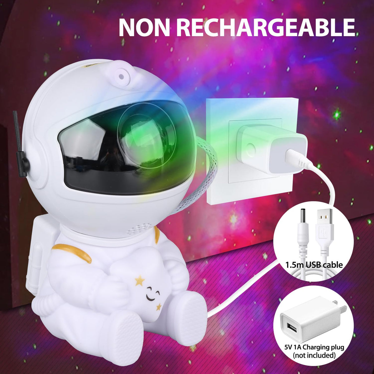 Astronaut Star Projector, Star Projector Galaxy Light for Kids，8 Modes Remote and 270° Adjustable Led Lights for Bedroom, Girls Room Decoration, Home Theater, Ceiling, Timer(Original White)