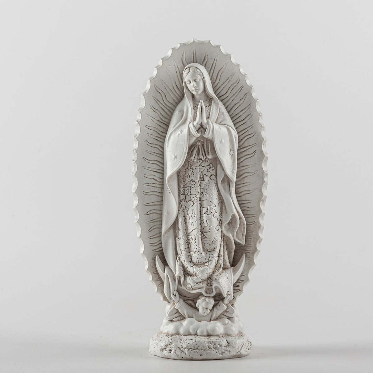DevotedWalls 7 inch Handcrafted Our Lady of Guadalupe Statue,Catholic Resin Religious Figurine,Virgin Mary Statue of Mexico,Mother of Jesus Figurine for Home Decor Gifts（Small White Virgin Mary）