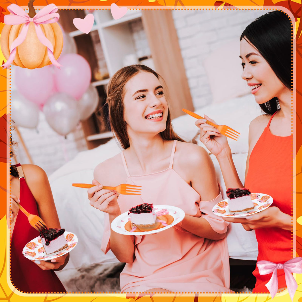 Havawish 96 Pcs Thanksgiving Party Decoration Friendsgiving Pink Bow Pumpkin Paper Plates Pink Baby Shower Party Supply for 24 Guest Coquette Birthday Wedding Tableware A Little Pumpkin Is on the Way
