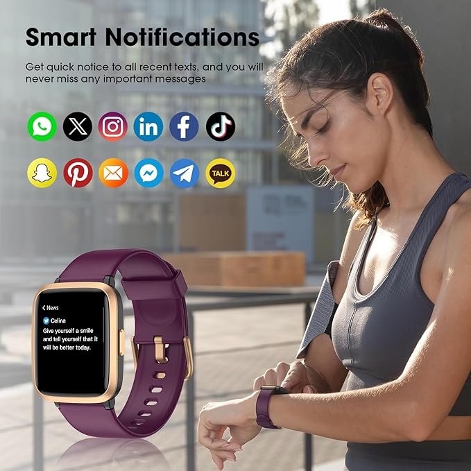 Fitness Tracker, Fitness Watch with Blood Oxygen, Blood Pressure & Heart Rate Monitor, Steps Calories Counter, Sleep Monitor, Pedometer 50 Meters Waterproof, Smart Watch for Android iPhones