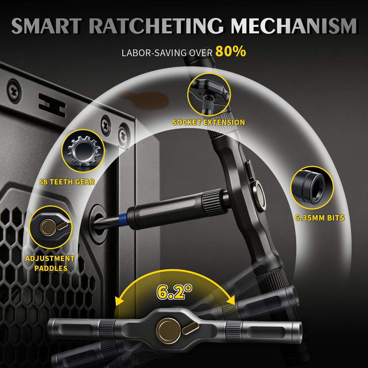 66 in 1 Magnetic Screwdriver Set, Multi-Bit Ratchet Screwdriver Kit with S2 Steel Precision Bits, T-Handle Repair Tool Set for Computer,Bicycle, Electronics, Furniture, DIY, Ideal Gift for Me Husband