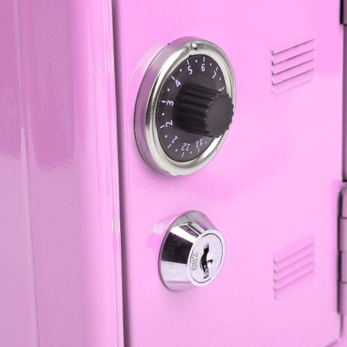 Kid's Bank Locker Safe, Metal Kids Safe Money Bank with Single Digit Combination Lock and Key, Built in Pullable Change Storage Box, 7.1x4.7x3.9 Inch Piggy Bank for Kids Birthday Gift(Pink)