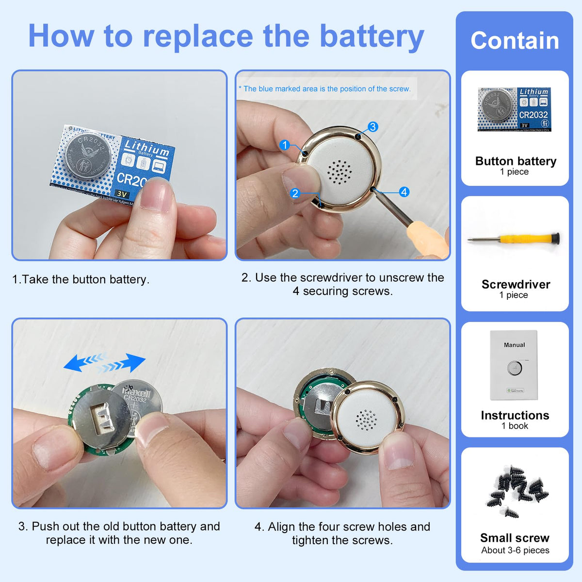 Air Tag Tracker Works with Apple Find My(iOS Only) (Light Blue)