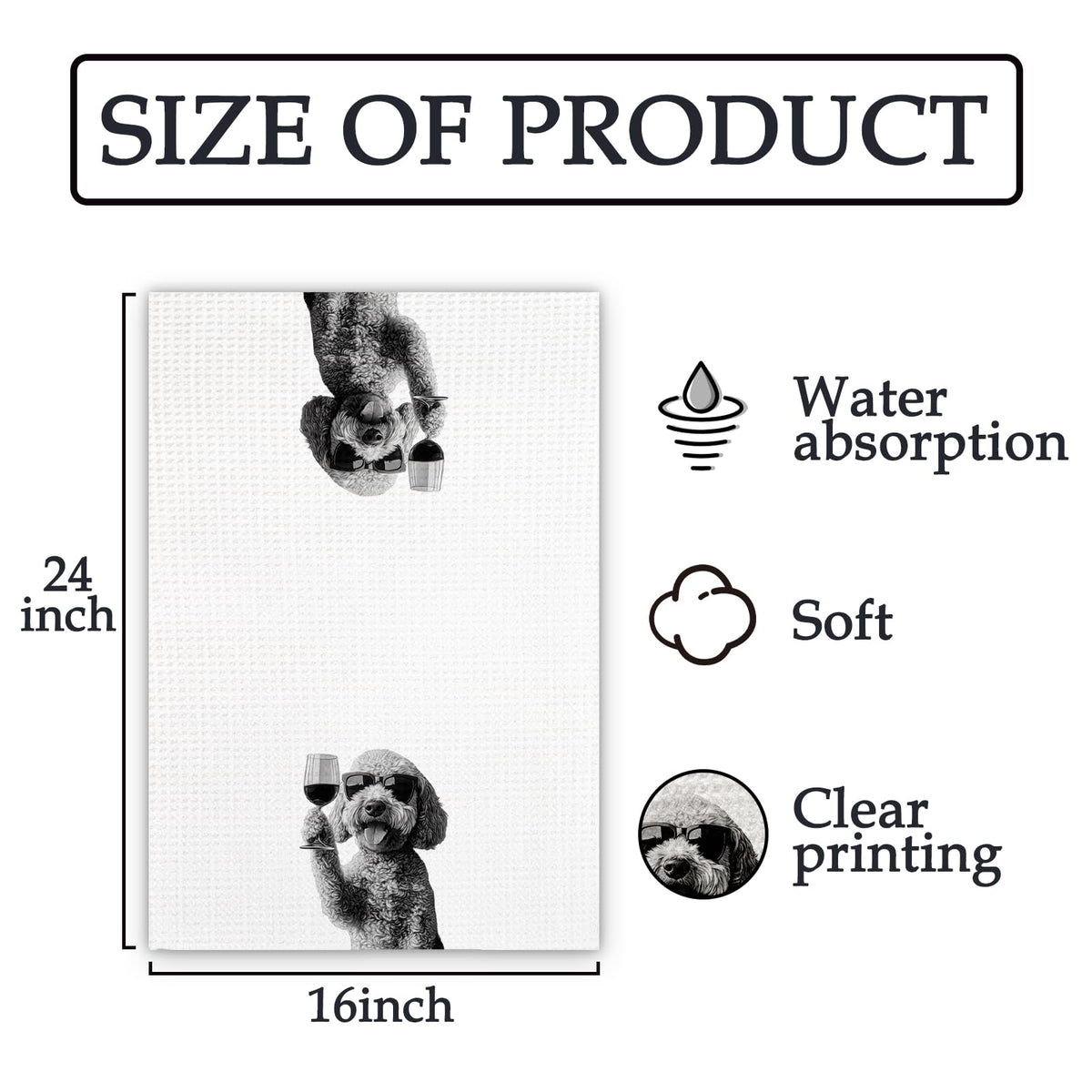 FIicy Goldendoodle Gifts Wine Kitchen Towels, Gifts for Golden Doodle Dog Wine Lovers Decorative Hand Dish Towel for Kitchen Home Bar, Funny Golden Doodle WineLover Home Bars Kitchen Decor(16x24inch)