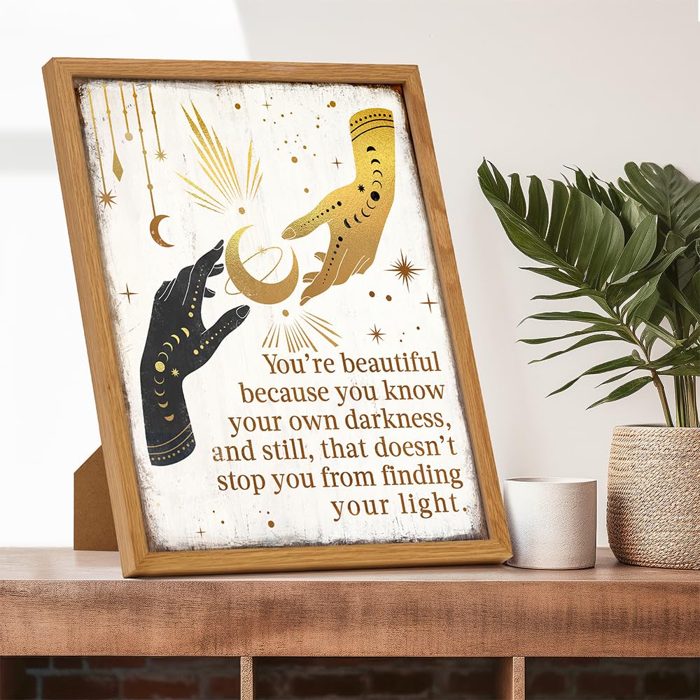 Boho Gothic Wall Decor LARGE 11x14 FRAMED - Witchy Home Decor - positive Quotes Wall Art for Women - Motivational poster Gothic Room Print - Wicca Witch Supplies - Inspirational Decoration for Women