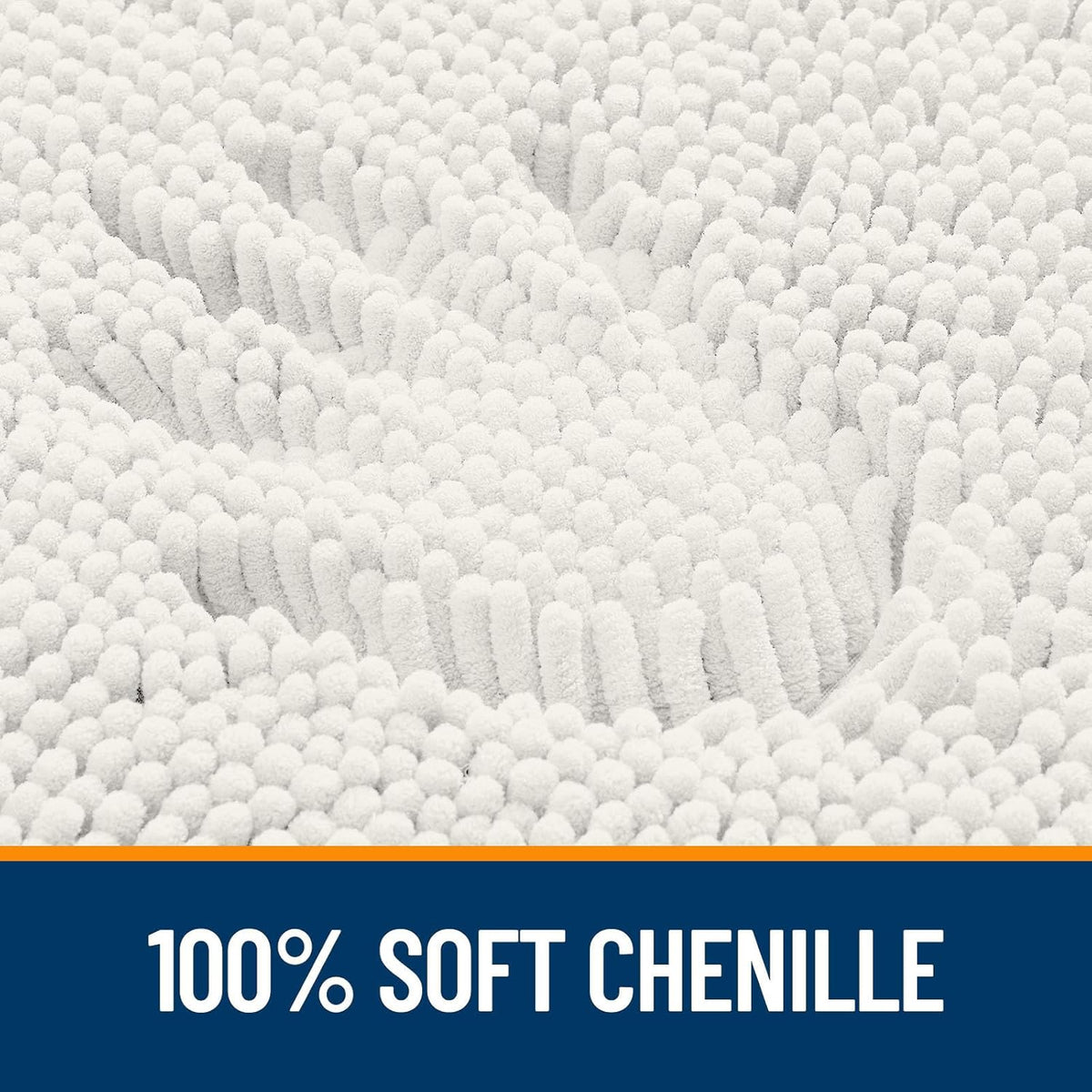 OLANLY Bathroom Rugs - Extra Soft Absorbent Chenille Bath Mats | 30x18, Quick Dry, Ivory
