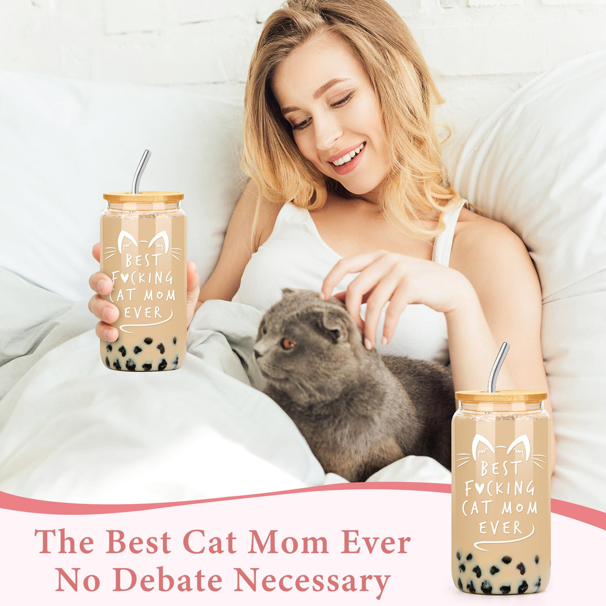 Verouis Cat Mom Gifts for Women Unique Cat Themed Gift for Cats Lovers Gifts for Women Funny Cats Accessories for Woman - Kitty Paw Socks Keychain Pen Candle Cup Sticky Notes Makeup Bag Card