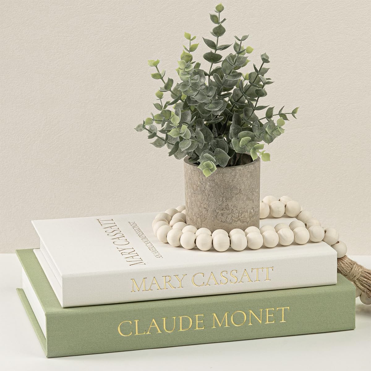 Premium Linen Faux Book Box Set of 2: Aesthetic Book Safe with Hidden Storage for Living Room Console Table & Bookshelf Decor, Home Organizer, Green & Beige, Tallest 10.67in