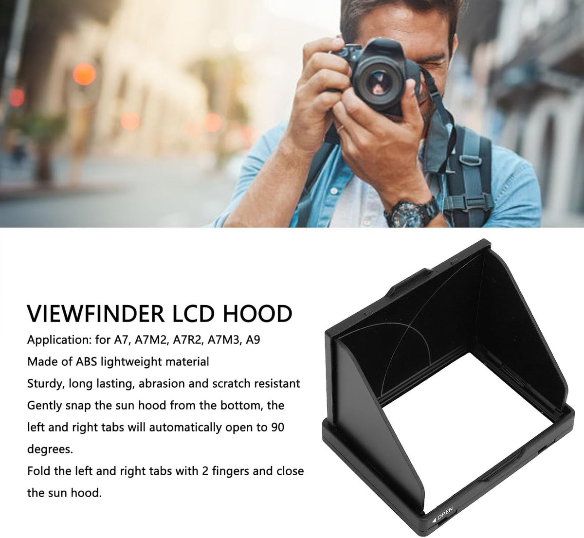 Yunir Sunhood,3 Inch A7 A7M2 A7R2 A7M3 A9 Camera Sun Hood,Sun Shade LCD Screen ABS Folding Camera LCD Viewfinder Screen