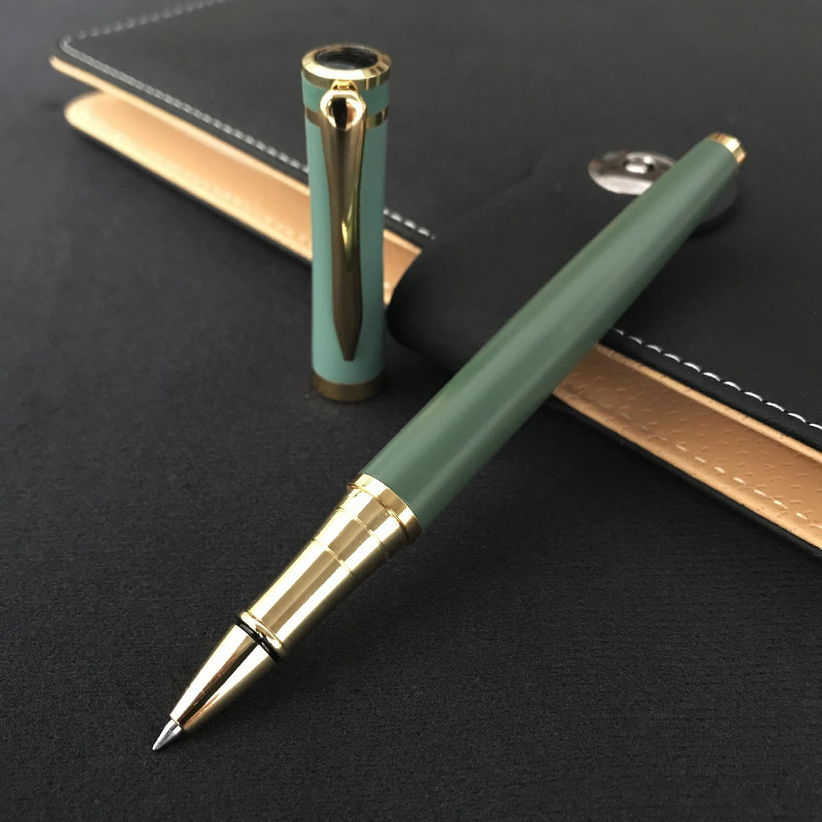 HSK Luxury Ballpoint Pens gift Pen Black Refill Line width 0.5mm,Best Ball Pen Gift Set for Men & Women Professional Executive,Office,Nice Pens Classy Gift Box (Green)
