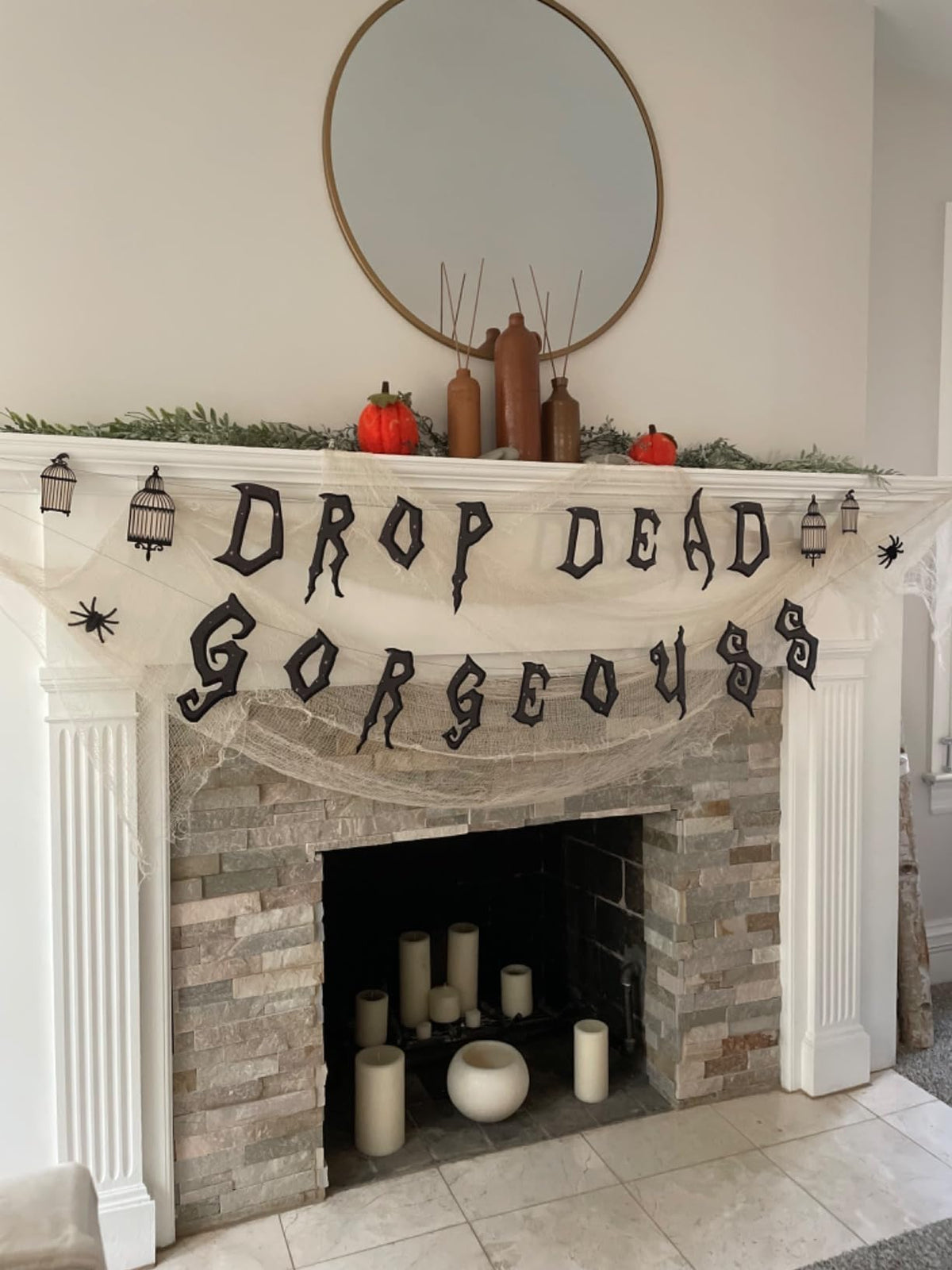 Cheerland Gothic Party Decorations Drop Dead Gorgeous Garland Skeleton Raven for Girls Birthday Party Decoration Wedding Bridal Shower Halloween Hanging Teen Goth Sweet 16 Bachelorette Decor